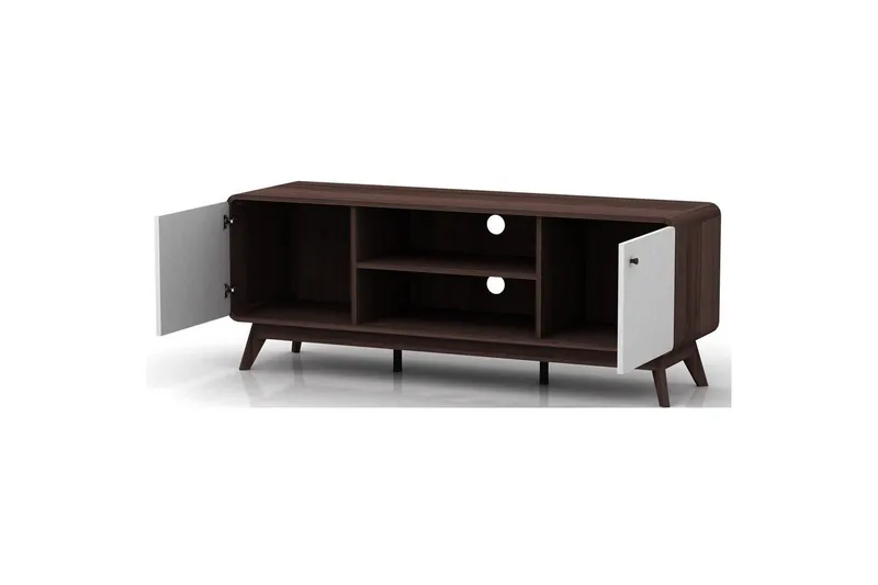 Lavbord Cassie 140x39x53 cm, Valnøtt/Hvit - 140x39x53 cm, Valnøtt/Hvit - Møbler - Mediamøbel & tv møbel - TV-benk & mediabenk