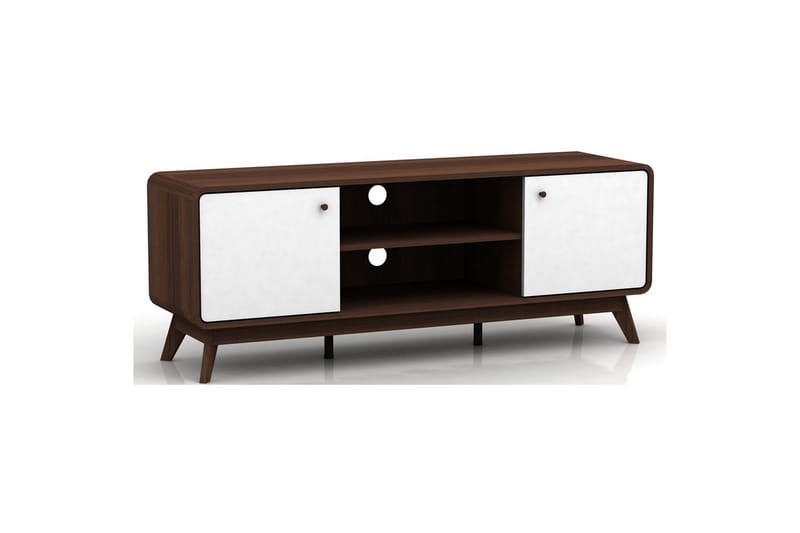 Lavbord Cassie 140x39x53 cm, Valnøtt/Hvit - 140x39x53 cm, Valnøtt/Hvit - Møbler - Mediamøbel & tv møbel - TV-benk & mediabenk