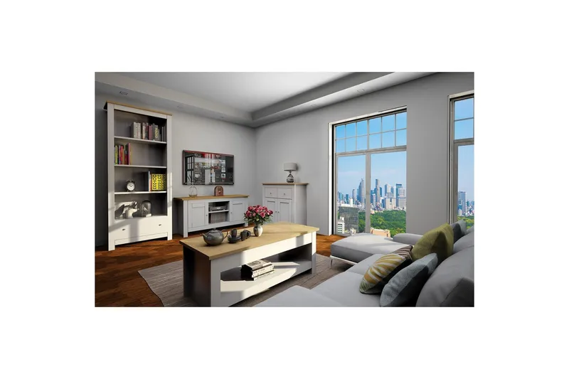 Lavbord Emerald 120x39x58 cm, Natur/Grå - 120x39x58 cm, Natur/Grå - Møbler - Mediamøbel & tv møbel - TV-benk & mediabenk