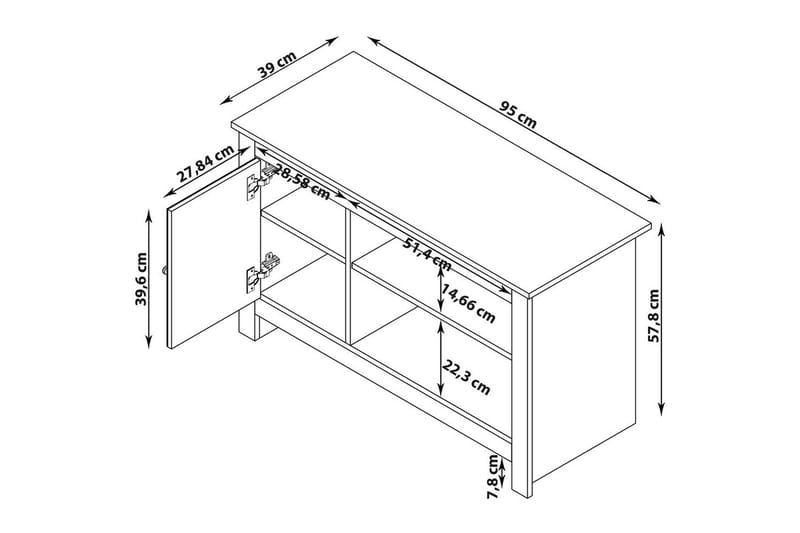 Lavbord Emerald 95x39x58 cm, Natur - 95x39x58 cm, Natur - Møbler - Mediamøbel & tv møbel - TV-benk & mediabenk