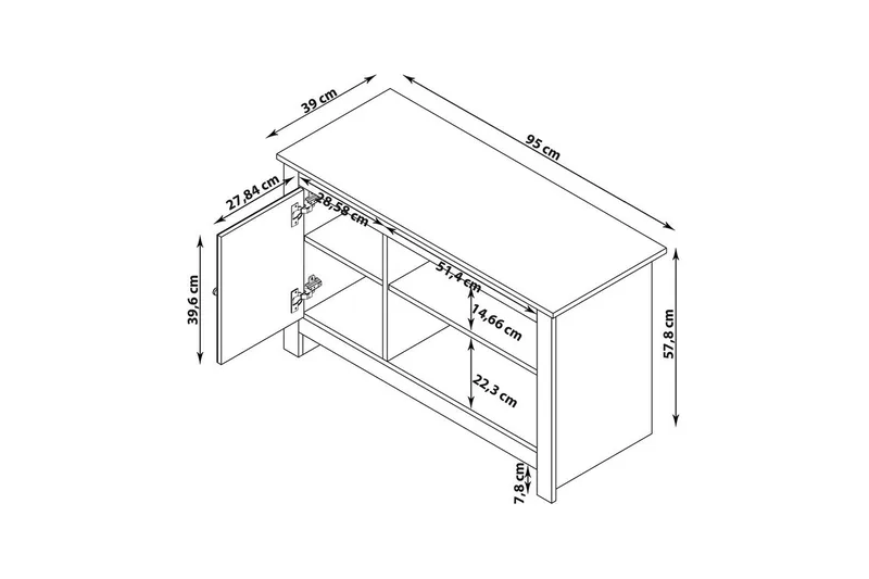 Lavbord Emerald 95x39x58 cm, Natur/Grå - 95x39x58 cm, Natur/Grå - Møbler - Mediamøbel & tv møbel - TV-benk & mediabenk