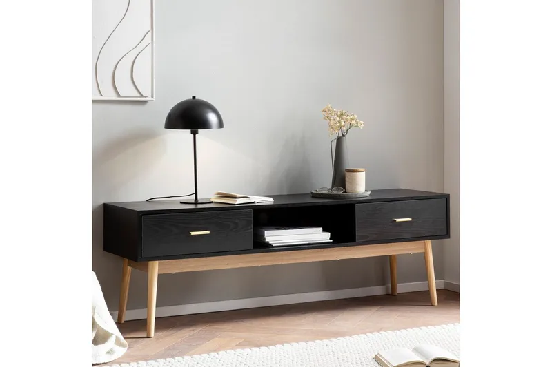 Lavbord Wohnling Eik Foliert 2 Skuffer Moderne med Oppbevaring Moderne - Møbler - Mediamøbel & tv møbel - TV-skap