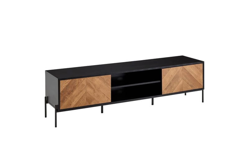 Lavbord Wohnling Eikentre foliert med 2 dører oppbevaringsbrett metallben landlig stil, undefined