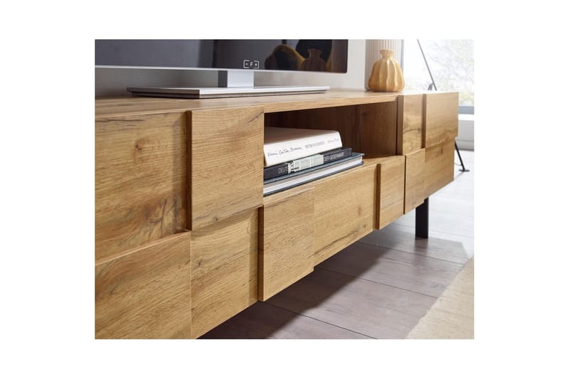 Lavbord Wohnling Eikentre foliert med 2 dører skuff metallben landlig stil - Møbler - Mediamøbel & tv møbel - TV-skap