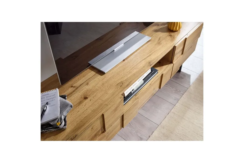 Lavbord Wohnling Eikentre foliert med 2 dører skuff metallben landlig stil - Møbler - Mediamøbel & tv møbel - TV-skap