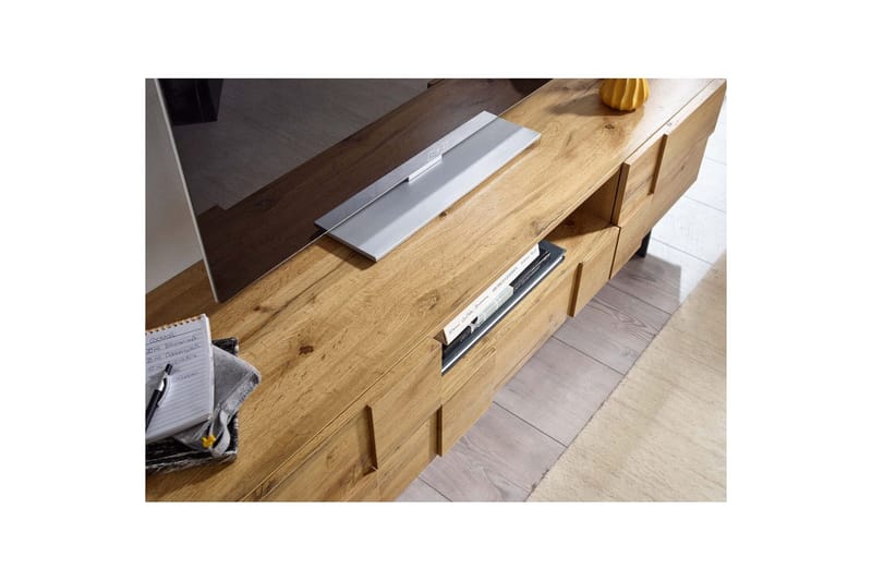 Lavbord Wohnling Eikentre foliert med 2 dører skuff metallben landlig stil - Møbler - Mediamøbel & tv møbel - TV-skap