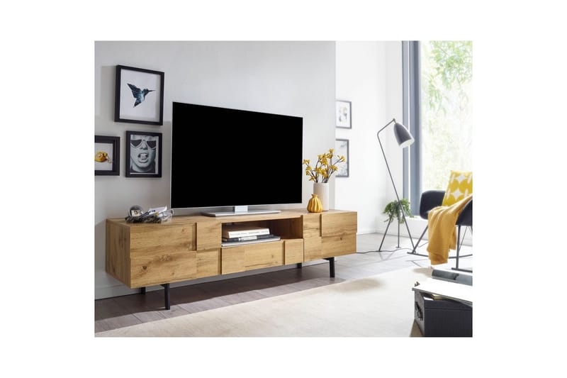 Lavbord Wohnling Eikentre foliert med 2 dører skuff metallben landlig stil - Møbler - Mediamøbel & tv møbel - TV-skap