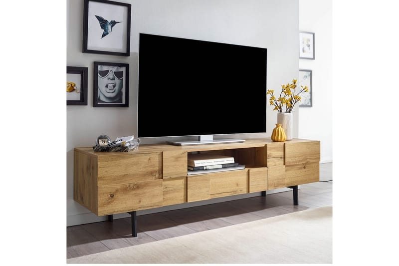 Lavbord Wohnling Eikentre foliert med 2 dører skuff metallben landlig stil - Møbler - Mediamøbel & tv møbel - TV-skap