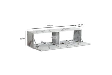 Lavbord Wohnling Foliert oppheng med klaffdør Moderne Marmor, Hvit, 120 cm - Marmor, Hvit, 120 cm - Møbler - Mediamøbel & tv møbel - TV-hylle