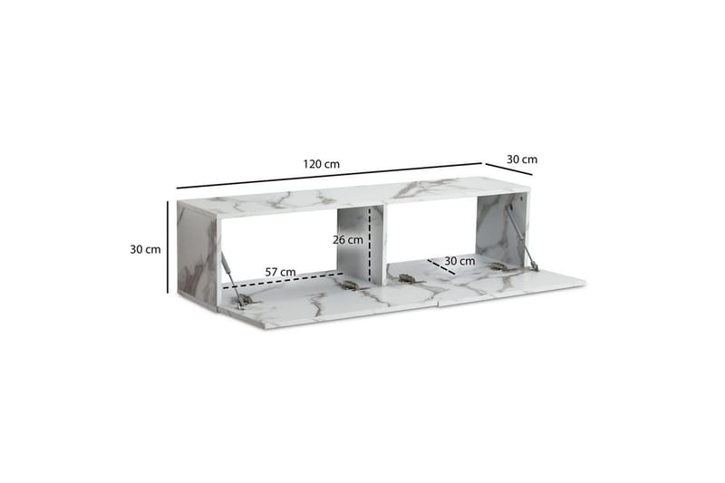 Lavbord Wohnling Foliert oppheng med klaffdør Moderne Marmor, Hvit, 120 cm - Marmor, Hvit, 120 cm - Møbler - Mediamøbel & tv møbel - Mediestativ & veggfeste