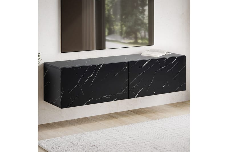 Lavbord Wohnling Foliert oppheng med klaffdør Moderne Marmor, Svart, 120 cm - Marmor, Svart, 120 cm - Møbler - Mediamøbel & tv møbel - Mediestativ & veggfeste