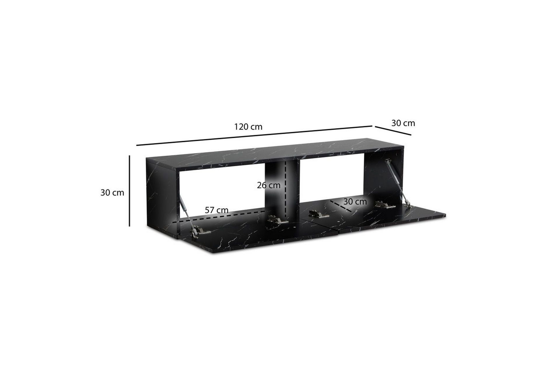 Lavbord Wohnling Foliert oppheng med klaffdør Moderne Marmor, Svart, 120 cm - Marmor, Svart, 120 cm - Møbler - Mediamøbel & tv møbel - Mediestativ & veggfeste