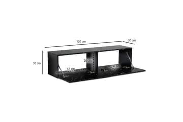 Lavbord Wohnling Foliert oppheng med klaffdør Moderne Marmor, Svart, 120 cm - Marmor, Svart, 120 cm - Møbler - Mediamøbel & tv møbel - Mediestativ & veggfeste