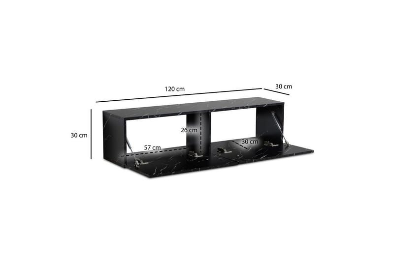 Lavbord Wohnling Foliert oppheng med klaffdør Moderne Marmor, Svart, 120 cm - Marmor, Svart, 120 cm - Møbler - Mediamøbel & tv møbel - Mediestativ & veggfeste