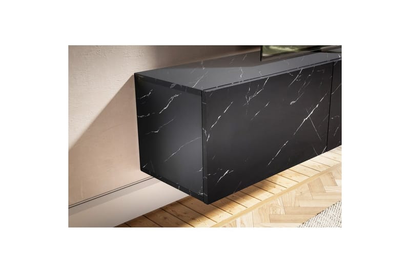 Lavbord Wohnling Foliert oppheng med klaffdør Moderne Marmor, Svart, 160 cm - Marmor, Svart, 160 cm - Møbler - Mediamøbel & tv møbel - Mediestativ & veggfeste