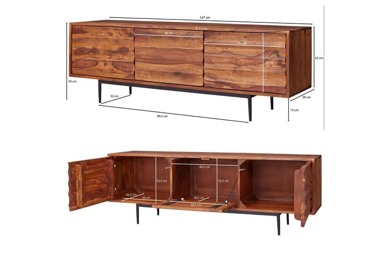 Lavbord Wohnling Heltre med oppbevaring 3 dører landlig stil - Møbler - Mediamøbel & tv møbel - TV-skap