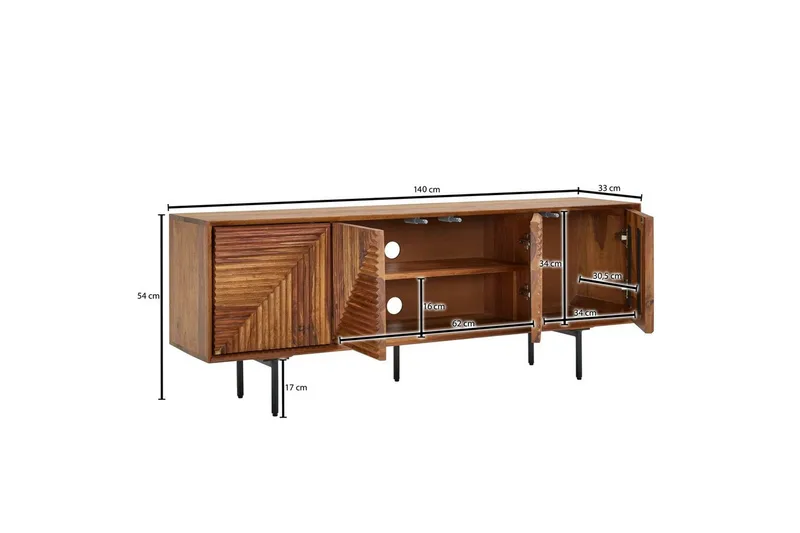 Lavbord Wohnling Heltre med oppbevaring 4 dører push to open landlig stil - Møbler - Mediamøbel & tv møbel - TV-benk & mediabenk