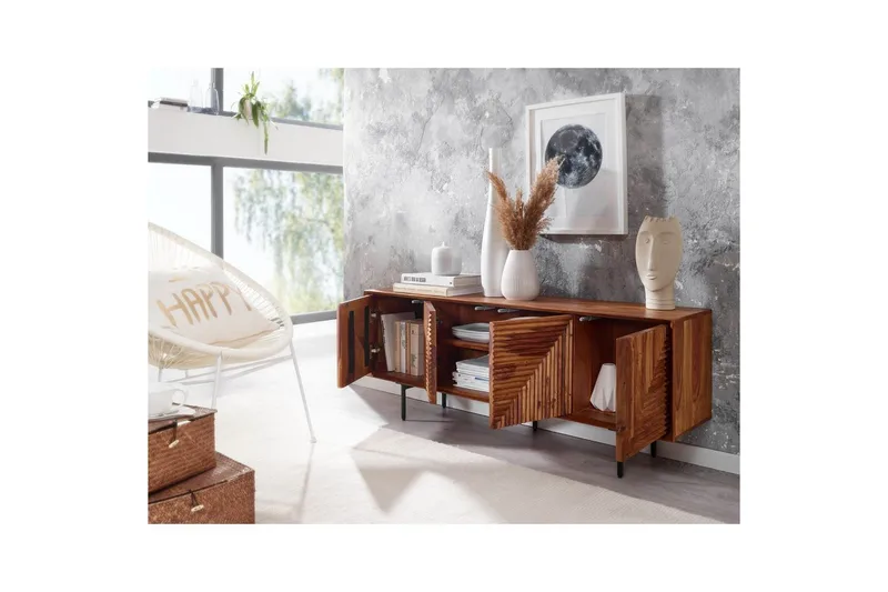 Lavbord Wohnling Heltre med oppbevaring 4 dører push to open landlig stil - Møbler - Mediamøbel & tv møbel - TV-benk & mediabenk