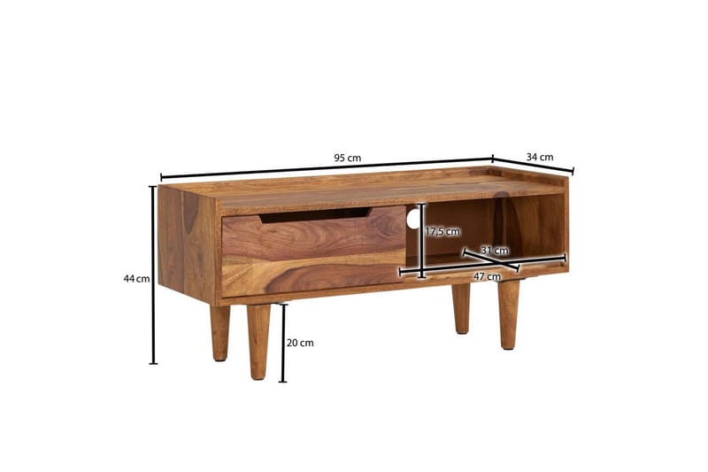 Lavbord Wohnling Massivt tre med oppbevaring 1 dør treben landlig stil - Møbler - Mediamøbel & tv møbel - TV-benk & mediabenk