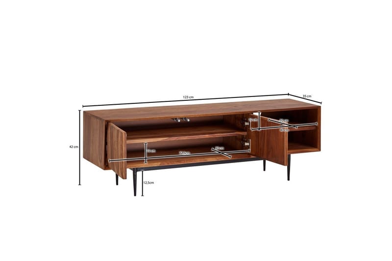 Lavbord Wohnling Massivt tre med oppbevaring 2 dører push to open landlig stil - Møbler - Mediamøbel & tv møbel - TV-benk & mediabenk