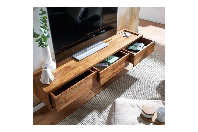 Lavbord Wohnling Massivt treoppheng med 3 skuffer, landlig stil - Møbler - Mediamøbel & tv møbel - TV-hylle