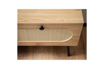 Lavbord Wohnling Melaminbelagt MDF Eik Optikk Rattan Front 2 Skuffer Metallben Moderne - Møbler - Mediamøbel & tv møbel - TV-benk & mediabenk