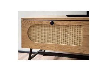 Lavbord Wohnling Melaminbelagt MDF Eik Optikk Rattan Front 2 Skuffer Metallben Moderne - Møbler - Mediamøbel & tv møbel - TV-benk & mediabenk
