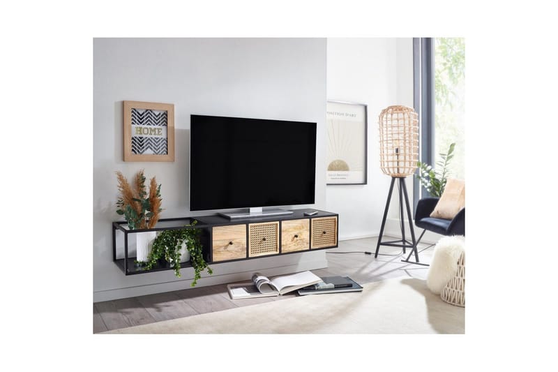 Lavbord Wohnling Metall Hengende med 3 Skuffer i Massivt Tre Industriell - Møbler - Mediamøbel & tv møbel - Mediestativ & veggfeste