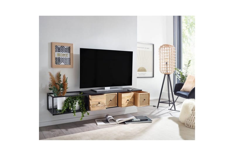 Lavbord Wohnling Metall Hengende med 3 Skuffer i Massivt Tre Industriell - Møbler - Mediamøbel & tv møbel - Mediestativ & veggfeste