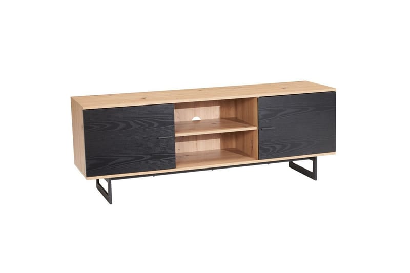 Lavbord Wohnling moderne sponplate, 2 dører, oppbevaringsbrett, metallben, moderne stil Eik, svart, Eik, svart