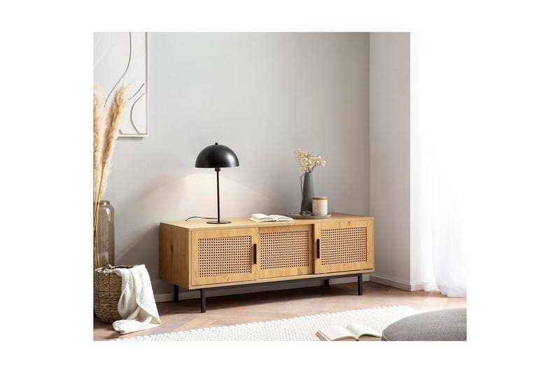 Lavbord Wohnling sponplate foliert med 2 skyvedører, wienerflette, moderne stil Eik - Eik - Møbler - Mediamøbel & tv møbel - TV-benk & mediabenk