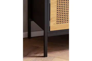 Lavbord Wohnling sponplate foliert med 2 skyvedører, wienerflette, moderne stil Svart, Eik - Svart, Eik - Møbler - Mediamøbel & tv møbel - TV-benk & mediabenk
