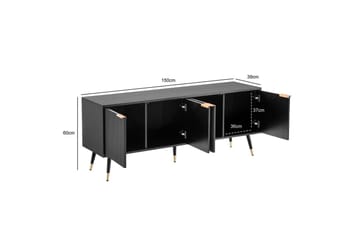 Lavbord Wohnling Sponplate Svart Foliert med 2 Dører Moderne Eik med Metallben - Møbler - Mediamøbel & tv møbel - TV-benk & mediabenk