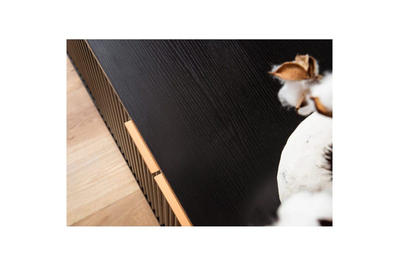 Lavbord Wohnling Sponplate Svart Foliert med 2 Dører Moderne Eik med Metallben - Møbler - Mediamøbel & tv møbel - TV-benk & mediabenk