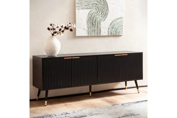 Lavbord Wohnling Sponplate Svart Foliert med 2 Dører Moderne Eik med Metallben - Møbler - Mediamøbel & tv møbel - TV-benk & mediabenk