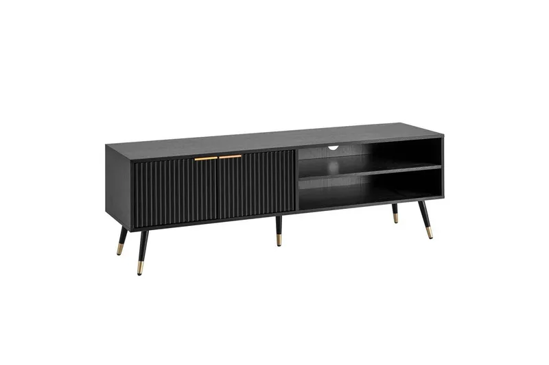 Lavbord Wohnling Sponplate Svart Foliert med 2 Dører Oppbevaringsbrett Moderne, undefined