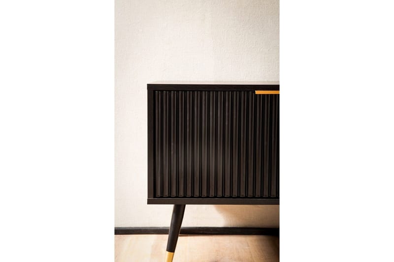 Lavbord Wohnling Sponplate Svart Foliert med 2 Dører Oppbevaringsbrett Moderne - Møbler - Mediamøbel & tv møbel - TV-benk & mediabenk