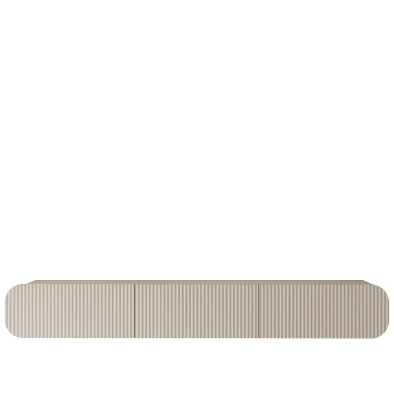 Lerva Veggmontert TV-benk 239 cm med Oppbevaring i Lyst Tre, Beige