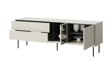 Levisa Gulvstående TV-Benk 161 cm med Oppbevaring i Malt Tre - Beige - Møbler - Mediamøbel & tv møbel - TV-benk & mediabenk