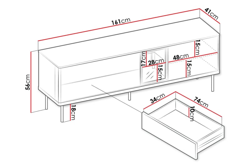 Levisa Tv-Benk 161x41 cm - Beige - Møbler - Mediamøbel & tv møbel - TV-benk & mediabenk