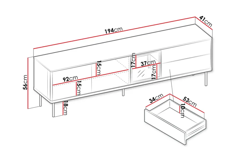 Levisa Tv-Benk 194x41 cm - Møbler - Mediamøbel & tv møbel - TV-benk & mediabenk
