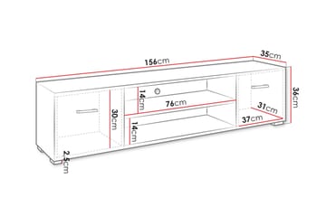 Lindesberg Gulvstående TV-benk 156 cm med Oppbevaring i Malt Tre - Hvit - Møbler - Mediamøbel & tv møbel - TV-benk & mediabenk