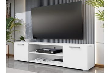 Lindesberg Gulvstående TV-benk 156 cm med Oppbevaring i Malt Tre - Hvit - Møbler - Mediamøbel & tv møbel - TV-benk & mediabenk