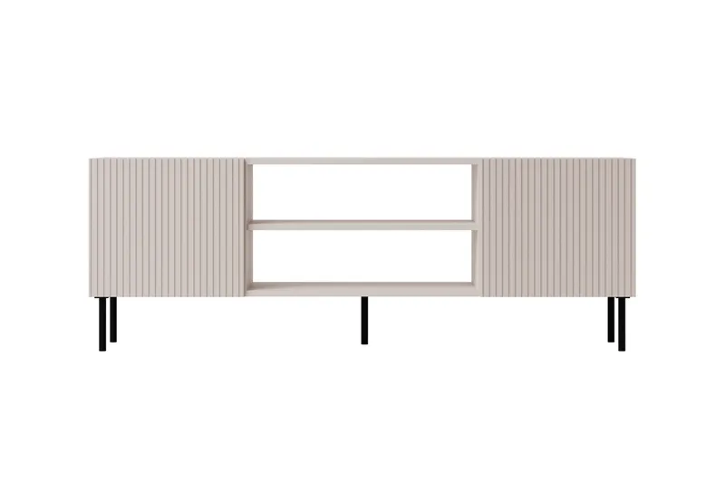 Lionel Gulvstående TV-benk 181 cm med Oppbevaring i Lyst Tre, Beige