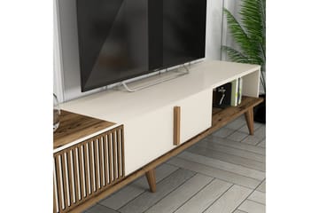 Lissione Gulvstående Tv-benk 180 cm med Oppbevaring i Valnøtt - Kremhvit - Møbler - Mediamøbel & tv møbel - TV-benk & mediabenk