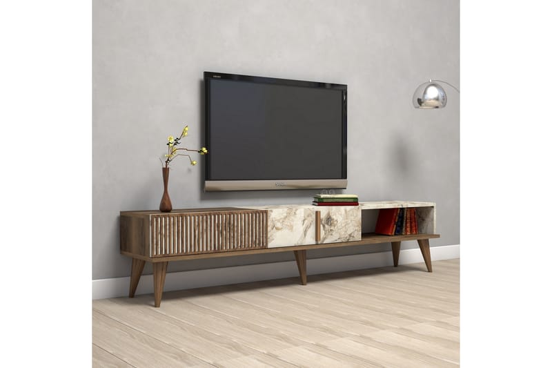 Lissione Tv-benk 180 cm - Mørkebrun/Hvit - TV-benk & mediabenk