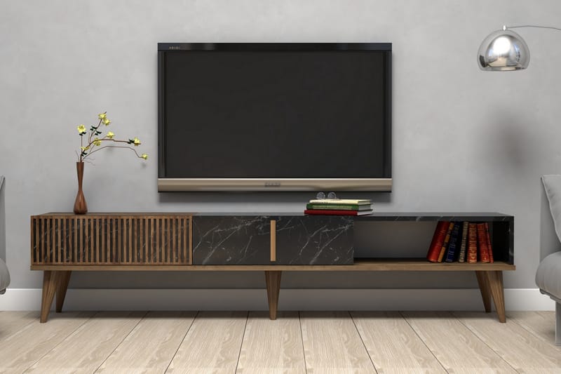 Lissione Tv-benk 180 cm - Mørkebrun/Svart - TV-benk & mediabenk