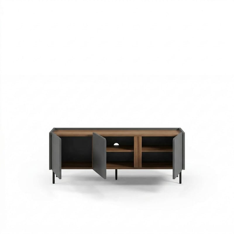 Lomar TV-benk 140x53,9x35,5 cm - Antrasitt/Naturlig eik/Svart - Møbler - Mediamøbel & tv møbel - TV-benk & mediabenk