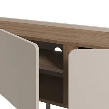 Lomar TV-benk 140x53,9x35,5 cm - Sandstein og naturlig eik - Møbler - Mediamøbel & tv møbel - TV-benk & mediabenk