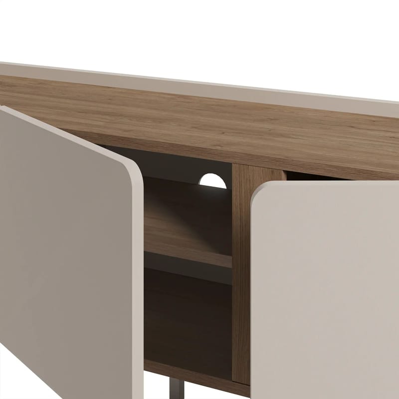 Lomar TV-benk 140x53,9x35,5 cm - Sandstein og naturlig eik - Møbler - Mediamøbel & tv møbel - TV-benk & mediabenk
